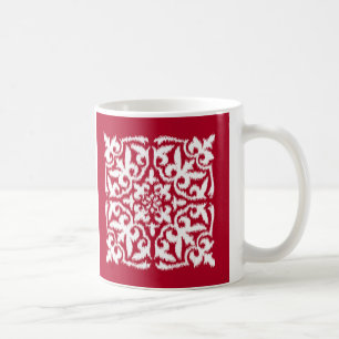 Mug Ikat damask motif - rouge foncé et blanc