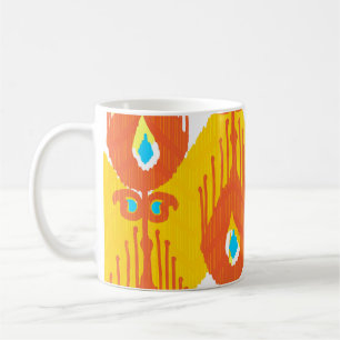 Mug Ikat Fabric Motif : Ethnic Vintage Design.