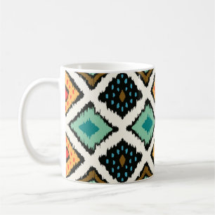 Mug Ikat géométrique, folklore texture tribale.