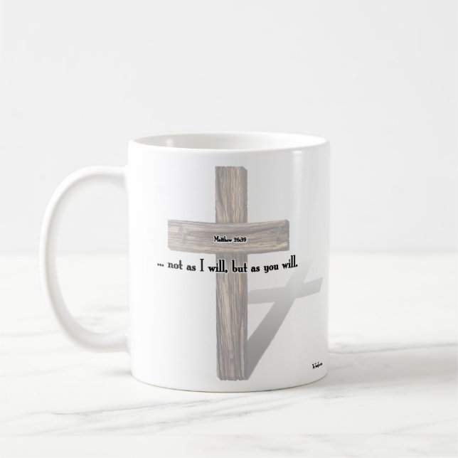 Mug Il A Augmenté 3 Croix Robustes Matthieu 26:39 (Gauche)