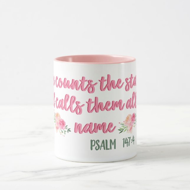 Mug Il Compte Les Étoiles Écriture // Verse Bible (Centre)