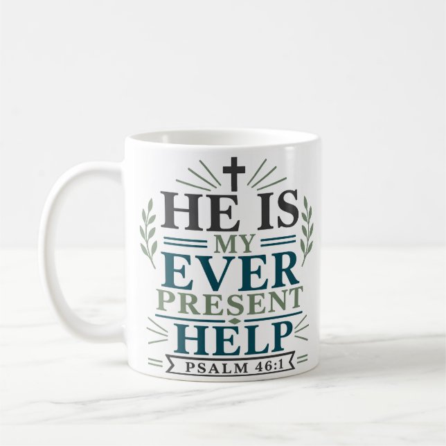 Mug Il est mon aide toujours présente Verset de la Bib (Gauche)