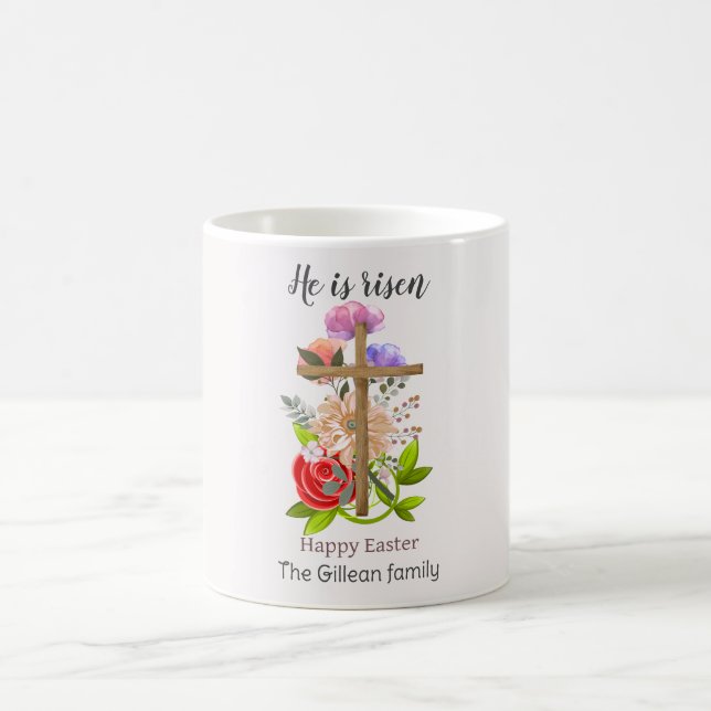 Mug Il est ressuscité, bois fleuri Famille de Pâques,  (Centre)