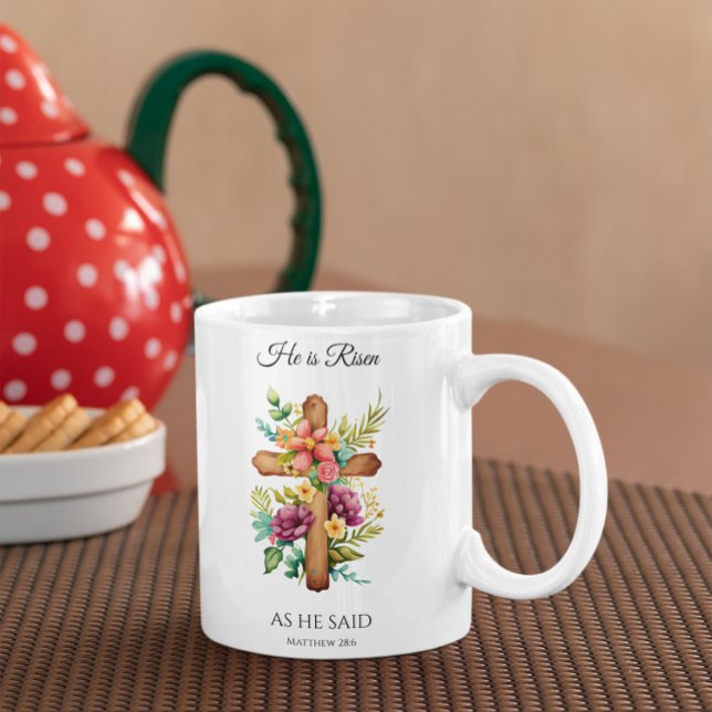 Mug Il Est Risqué Comme Il L'A Dit Pâques Croix Floral (Créateur téléchargé)