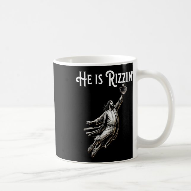 Mug Il Est Rizzin Jésus Jouer Baseball Fun Sports Riz (Droite)