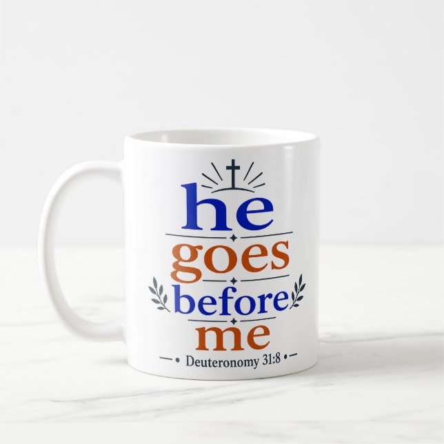 Mug Il va devant moi, promesse d'Écriture inspirante (Gauche)