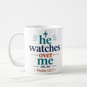 Mug Il veille sur moi, Écriture chrétienne inspirante