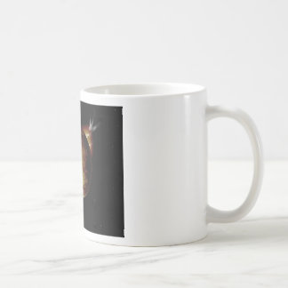 Mug illustration 3d de la planète jaune dans l'univers