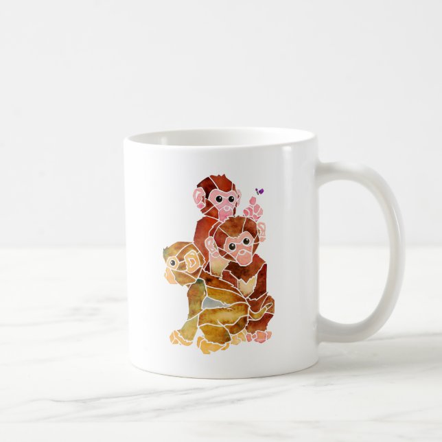 Mug Illustration abstraite d'aquarelle de singes (Droite)