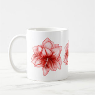 Mug Illustration Amaryllis rose et blanc
