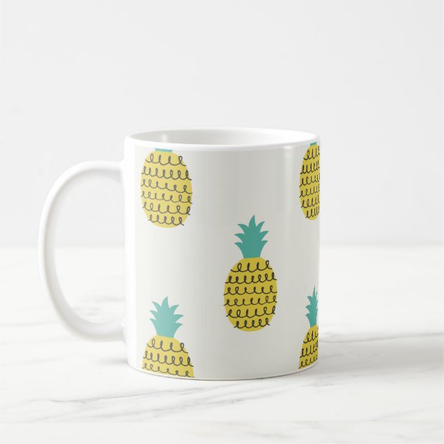 Mug Illustration amusante Vintage ananas sans voile. (Gauche)