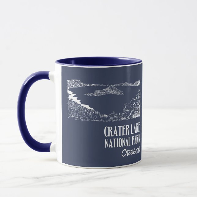 Mug Illustration artistique du parc national Crater La (Gauche)