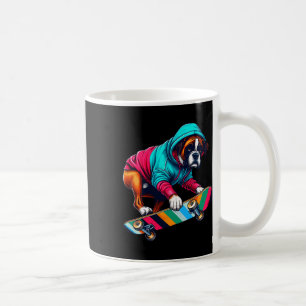 Mug Illustration artistique d'un chien boxer skateboar