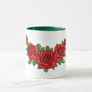 Mug Illustration botanique de roses rouges