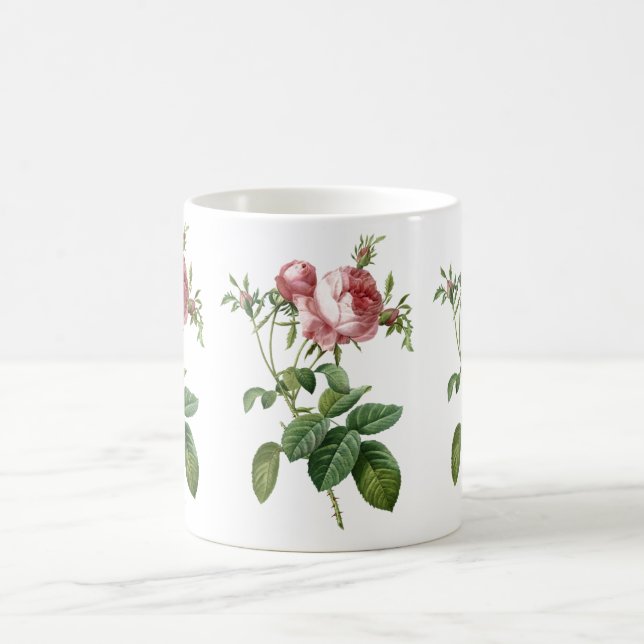 Mug Illustration botanique rose vintage, Redoute (Centre)