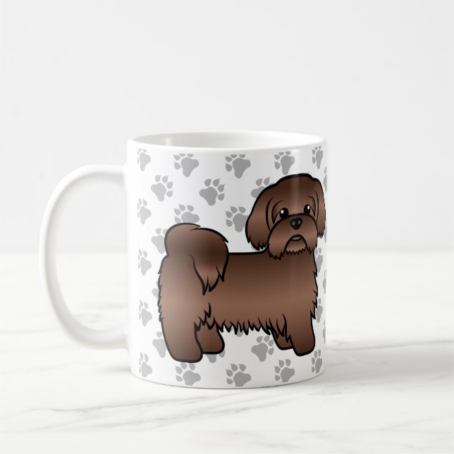 Mug Illustration Brown Chih Tzu Cute Cartoon Chien  (Gauche)