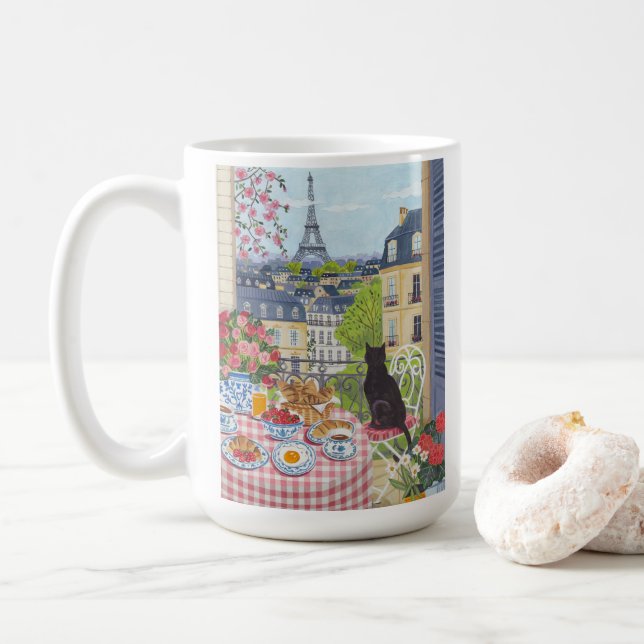 Mug Illustration Café de Paris Tour Eiffel Café (Avec donut)