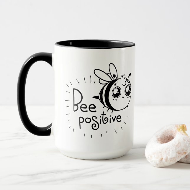 Mug Illustration Cute Chibi Bee Citation (Avec donut)