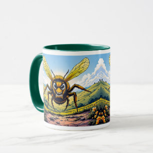 Mug Illustration d'abeille en colère à la campagne