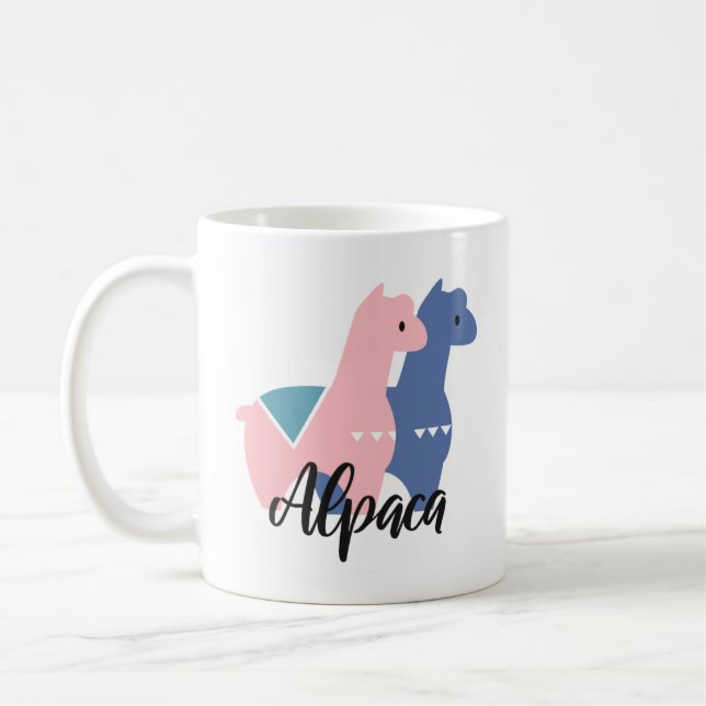 Mug Illustration d'Alpaca rose mou (Gauche)
