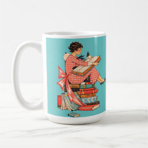 Mug Illustration d'amateur de livres anciens lisant