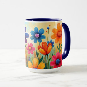 Mug Illustration d'art folklorique floral
