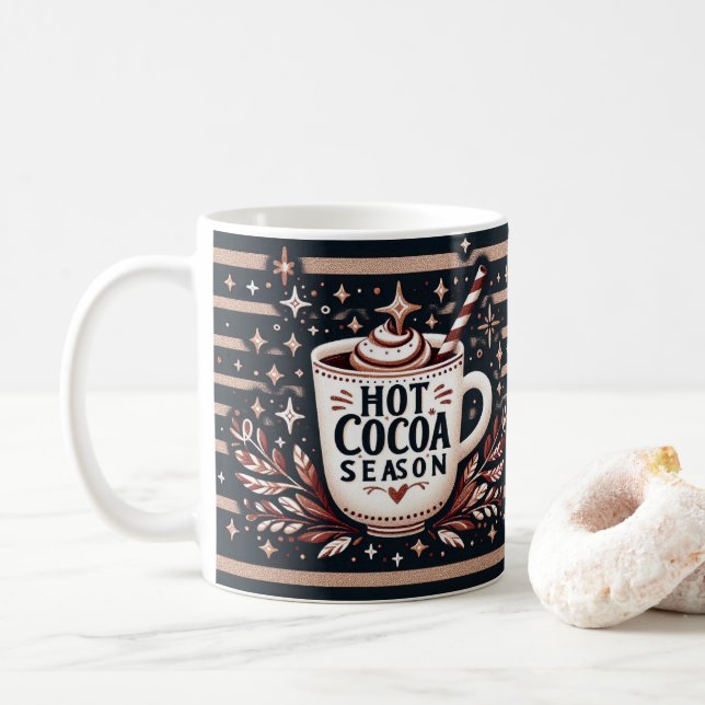 Mug Illustration de cacao chaud festif (Avec donut)