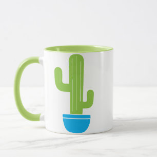 Mug Illustration de cactus verts en pot bleu