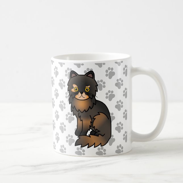 Mug Illustration de chat de dessin mignon de Tortie Po (Droite)