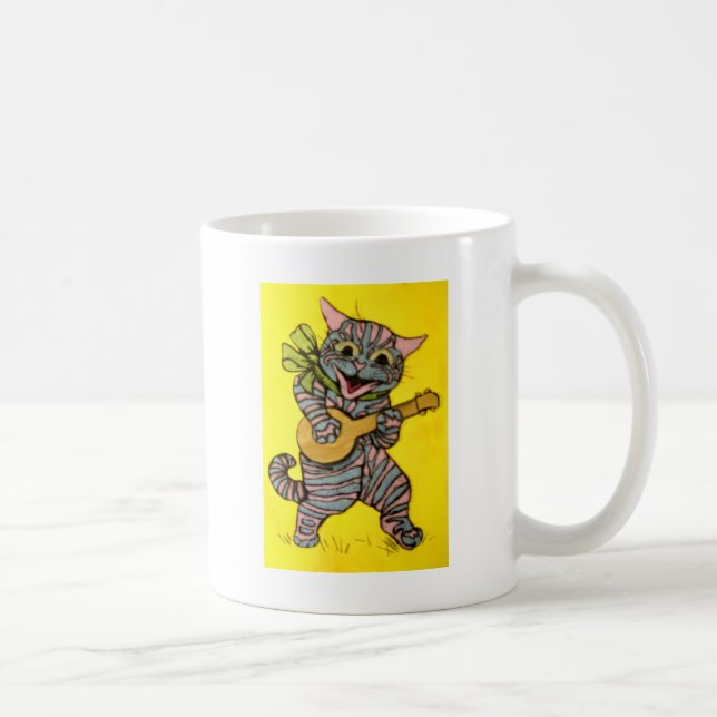 Mug Illustration de chat d'ukulélé de Louis Wain (Droite)