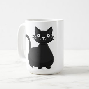 Mug Illustration de chat noir drôle aux grands yeux et