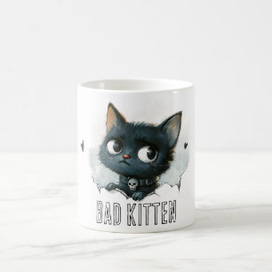 Mug Illustration de chaton edgy - Texte "Mauvais Chato
