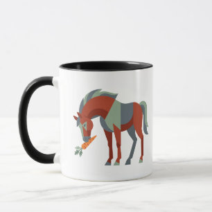 Mug Illustration de cheval géométrique mangeant une ca