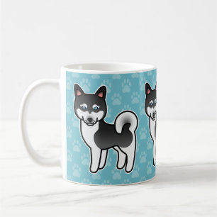 Mug Illustration de chien Alaskan Klee Kai noir et bla