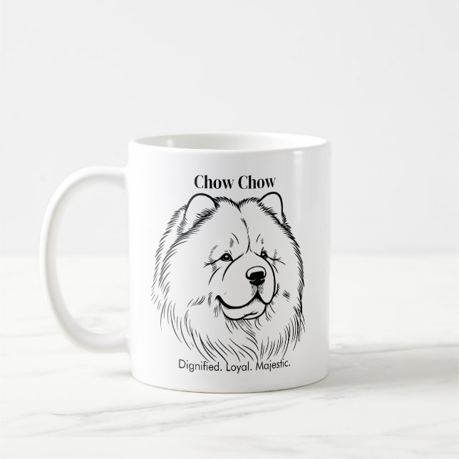 Mug Illustration de Chow Chow Portrait en ligne noire (Gauche)