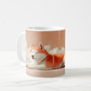 Mug Illustration de dessin animé de chien Akita mignon