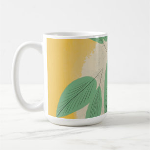 Mug Illustration de feuilles abstraites de verdure jau