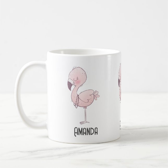 Mug Illustration de Flamant rose rose mou (Gauche)