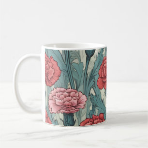 Mug Illustration de fleur de caronations roses