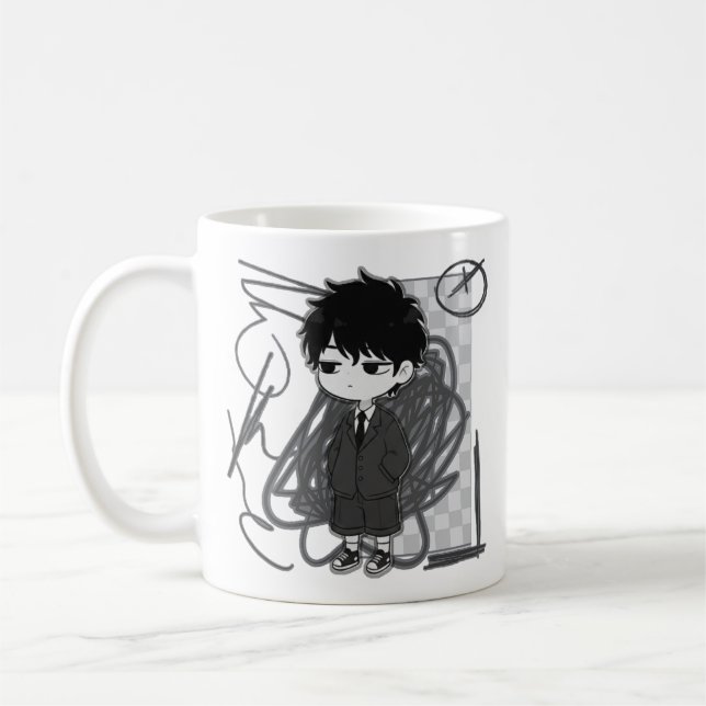 Mug Illustration de garçon chibi en costume liée à l'é (Gauche)