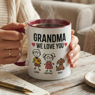 Mug Illustration de Grand-mère, nous vous aimons, les 