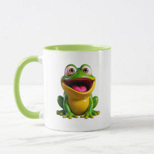 Mug Illustration de grenouille mignonne souriante vert