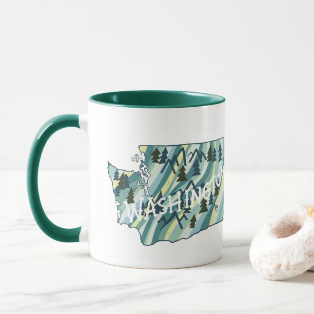 Mug Illustration de la carte de l'État de Washington (Avec donut)