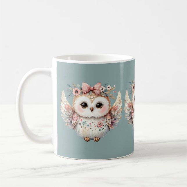 Mug Illustration de la chouette de kawaii Boho (Gauche)