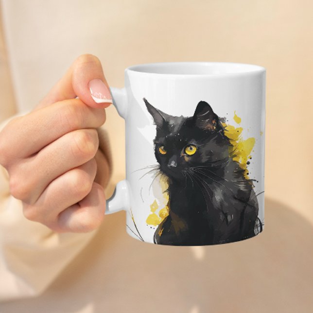 Mug Illustration de la tête de chat de l'aquarelle art (Créateur téléchargé)