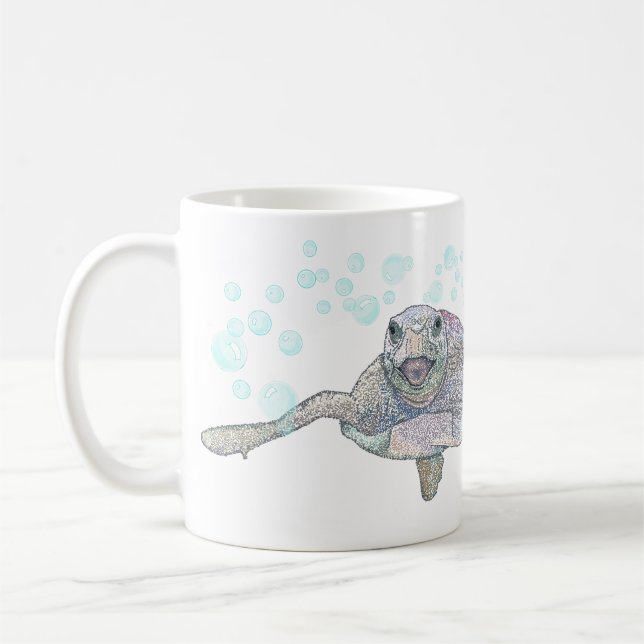 Mug Illustration de la tortue de mer de mignons enfant (Gauche)