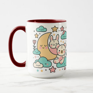 Mug Illustration de lapin et d'ours fantaisistes sous