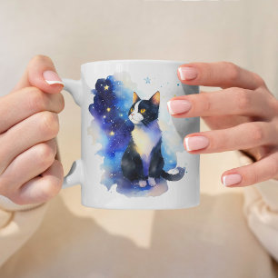 Mug Illustration de l'aquarelle de chat Tuxedo adorabl