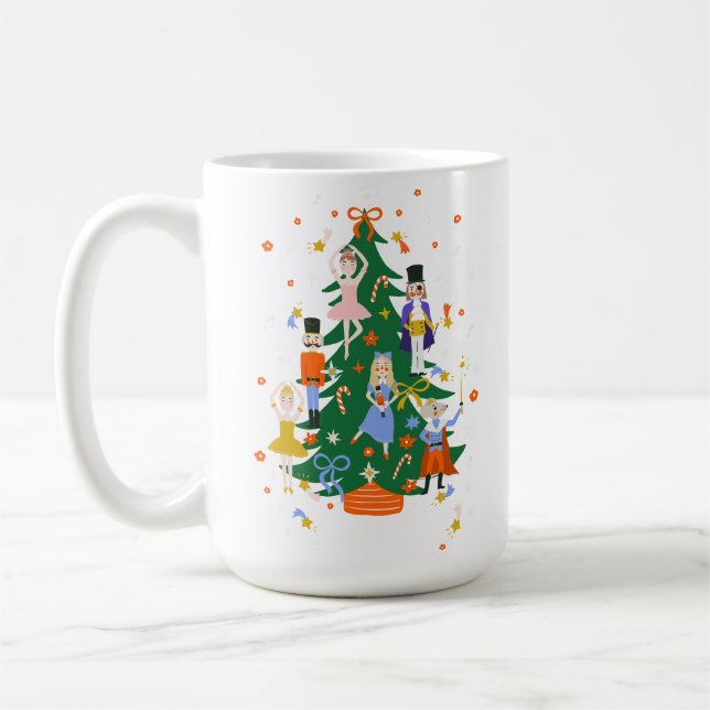 Mug Illustration de l'arbre de Noël mignon avec couron (Gauche)