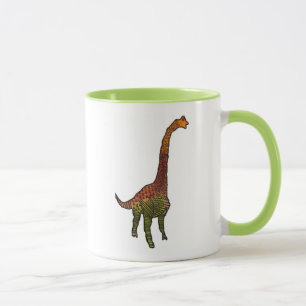 Mug Illustration de l'art des doodures dinosaures pour